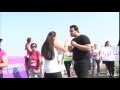 رجل يضرب زوجته ويشتمها في ماراثون بيروت .. فيديو